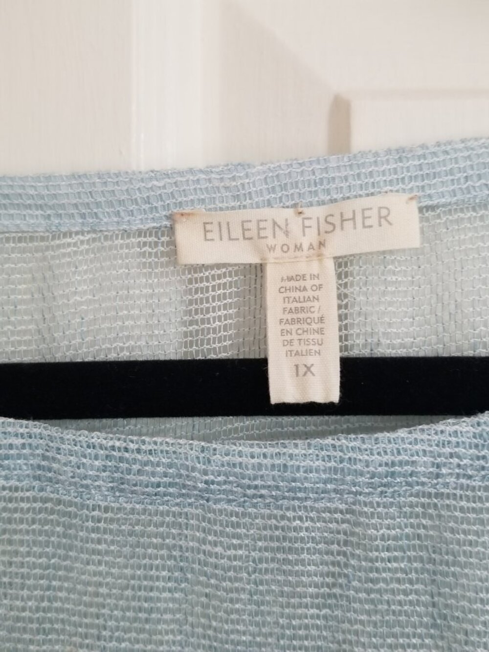 Eileen Fisher Sheer Tunic Top soft baby blue 95% Linen - Picture 2 of 7